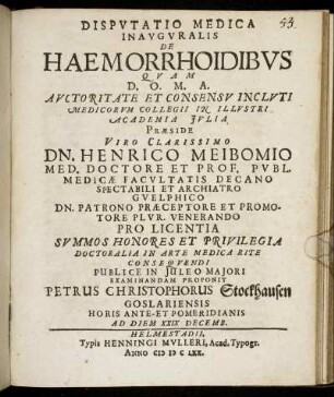 Disputatio Medica Inauguralis De Haemorrhoidibus