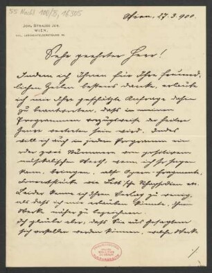 Brief an B. Schott's Söhne : 27.03.1900