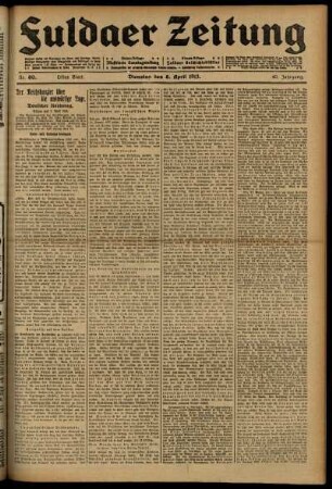Erste Ausgabe vom Dienstag, den 08. April 1913.