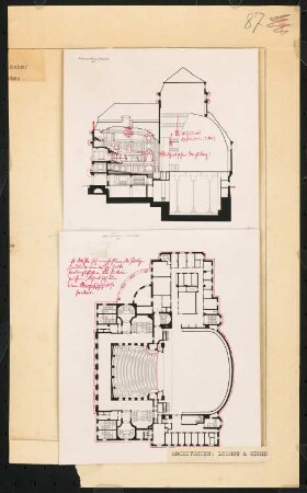Schauspielhaus, Dresden: Grundriss und Längsschnitt
