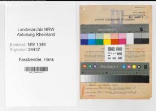 Entnazifizierung Hans Fassbender , geb. 10.04.1910 (Stadtsekretaer)