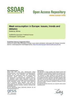 Meat consumption in Europe: issues, trends and debates