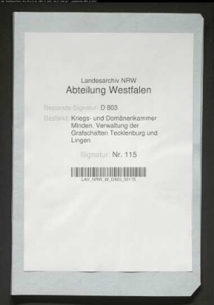 Die Originalkontributionsetats der Grafschaft Lingen für 1724-1733