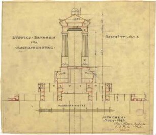 Pfann, Paul; Aschaffenburg; Ludwigsbrunnen - Schnitt