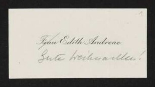 Brief von Edith Andreae an Margarete Hauptmann