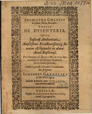 Theses De Dysenteria