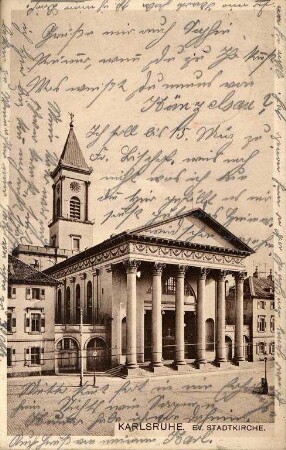 Postkartenalbum. "Karlsruhe - Evangelische Stadtkirche". Evangelische Stadtkirche
