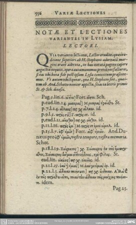 Notae Et Lectiones Variantes In Lysiam