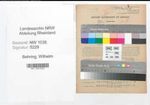 Entnazifizierung Wilhelm Behring , geb. 31.01.1895 (Bahnbeamter)