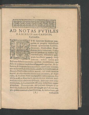 Ad Notas Futiles Danielis non-Candidi, Calvinistae.