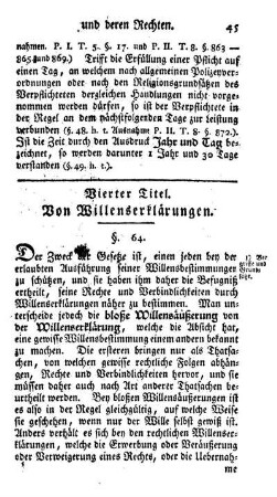 Vierter Titel. Von Willenserklärungen.