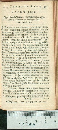 Caput XXIX. Quid Sancti Patres, Chrysostomus, Augustinus, Bernardus de lingua Jurante senserint.