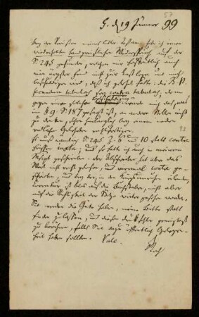 57: Brief von Johann Christoph Koch an Gustav Hugo, Gießen, 19.1.1799