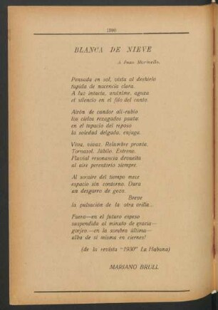 Blanca de nieve : Á Juan Marinello