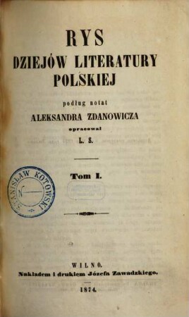 Rys dziejów literatury polskiej, 1