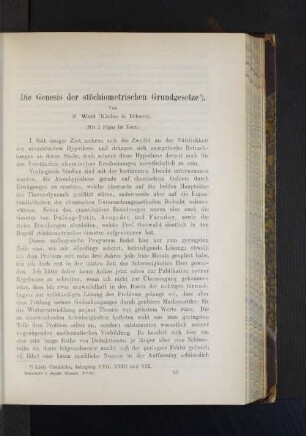 Die Genesis der stöchiometrischen Grundgesetze