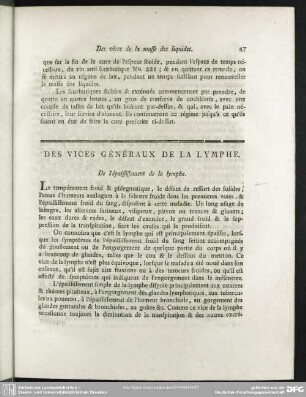 Des Vices Généraux De La Lymphe