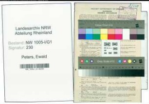 Entnazifizierung Ewald Peters , geb. 13.12.1905 (Justizangestellter)