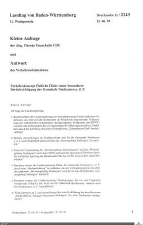 Drucksachen 2143-2300: Anträge, Anfragen, Gesetzentwürfe