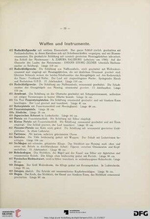 Waffen und Instrumente (Nr. 452-519)