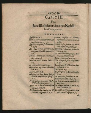 Caput III. De Iure Illustrium circa res Nobilibus Competente.