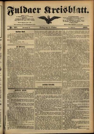 Ausgabe vom Freitag, den 15. Oktober 1909.