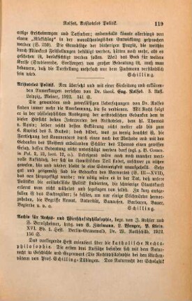 119-120 [Rezension] Archiv für Rechts- und Wirtschaftsphilosophie; XVI. Band, 1. Heft