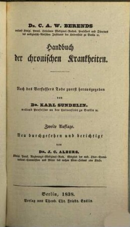 Handbuch der praktischen Arzneiwissenschaft oder der speciellen Pathologie und Therapie. 5, Chronische Krankheiten