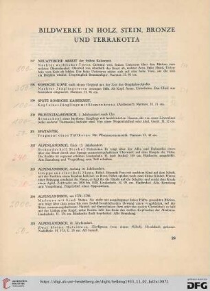 IV Bildwerke in Holz, Stein, Bronze und Terrakotta (Nr. 197-272)