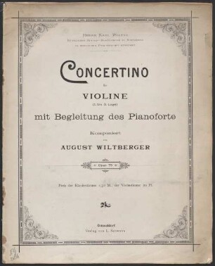 Concertino für Violine (1. bis 3. Lage) mit Begleitung des Pianoforte : opus 75