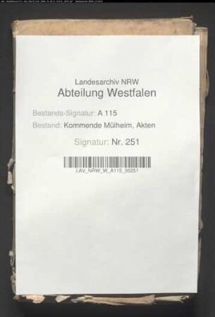 Rechnung der Kommende Mülheim.