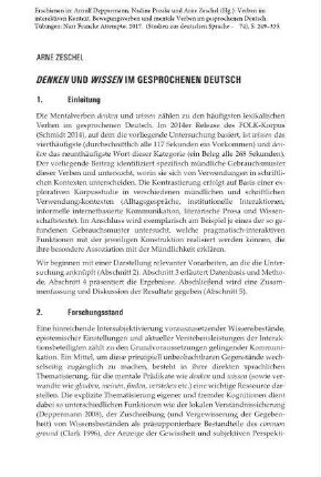 Denken und wissen im gesprochenen Deutsch