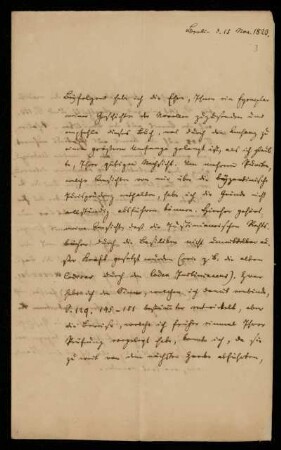 3: Brief von Friedrich August Biener an Gustav Hugo, Berlin, 15.11.1823