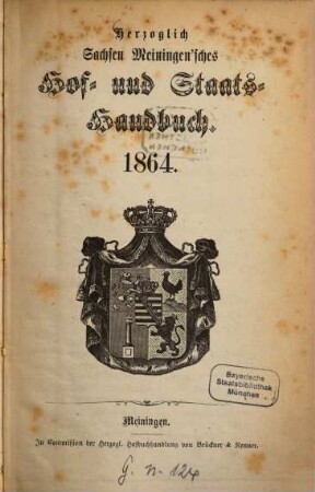 Herzoglich-Sachsen-Meiningen'sches Hof- und Staats-Handbuch, 1864