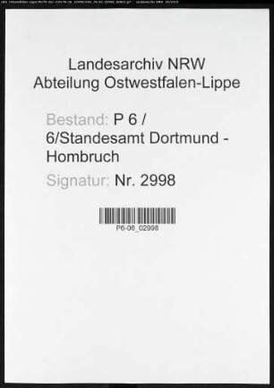 Sterberegister Standesamt Dortmund-Hombruch (XXIII)