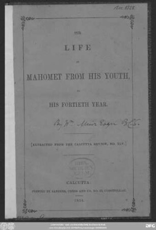 The life of Mahomet from his youth, to his fortieth year