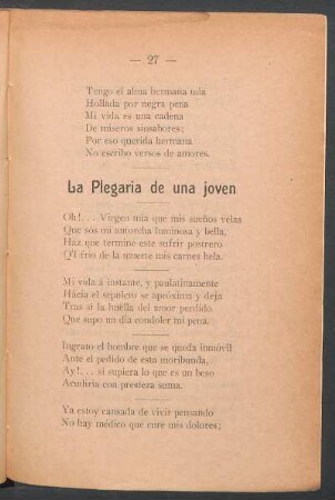 La plegaria de una joven