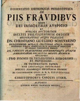 Diss. inaug. philos. de piis fraudibus
