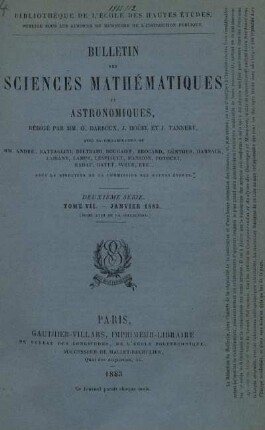 Tome VII. - Janvier 1883.