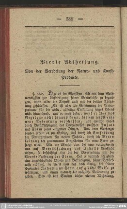 Vierte Abtheilung. Von der Veredelung der Natur- und Kunstproducte
