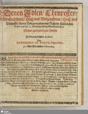 Schreib-Calender und Allmanach ... 1646
