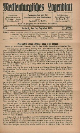 Nr. 6. Rostock, den 24. Dezember 1928.