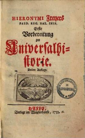 Erste Vorbereitung zur Universalhistorie
