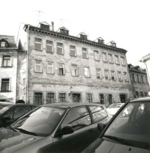 Reichenbach (Vogtland), Johannesplatz 1. Wohnhaus (ehemalige Herberge; vor 1850). Straßenansicht