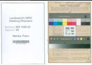 Entnazifizierung Franz Mainka , geb. 18.05.1910 (Arbeiter)