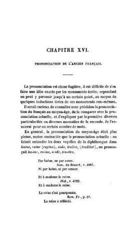 Chapitre XVI. Prononciation De L'Ancien Français.