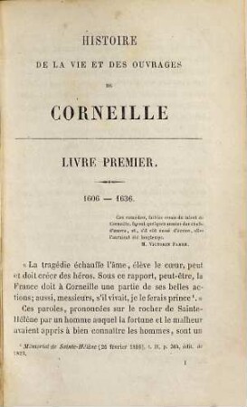 Histoire de la vie et des ouvrages de P. Corneille, 1