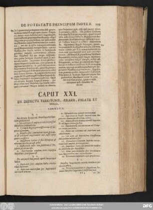 Caput XXI. De Defectu Territorii, Aerarii, Palatii Et Militis.