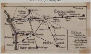 Übersichtskarte der RSE-AG und anderer Bahnen, mit Omnibusnetz, vor 1950