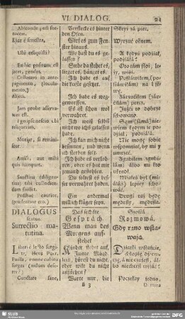 Dialogus sextus. Surrectio matutina